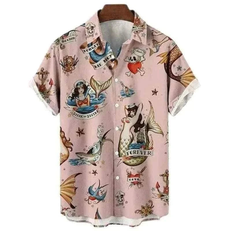 Tribal Pattern Men's Shirt Tops Lapel Long Sleeve Closure Men's Casual Shirts Men's Daily Vacation Streetwear.