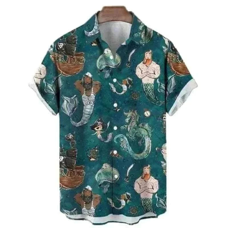  Men's Fashion Style Store Tribal Pattern Men's Shirt Tops Lapel Long Sleeve Closure Men's Casual Shirts Men's Daily Vacation Streetwear