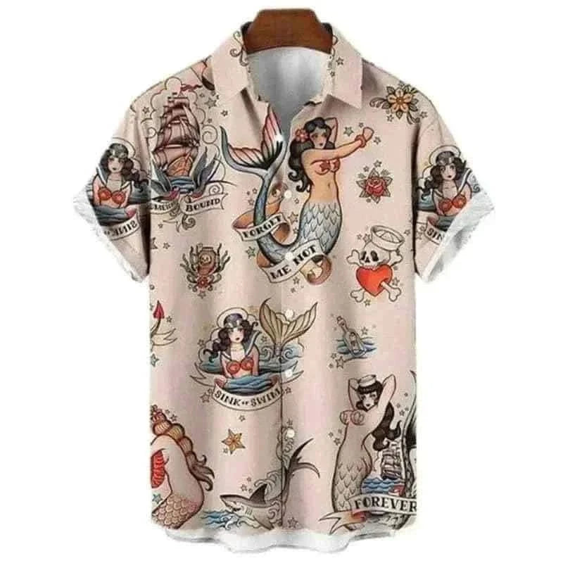 Tribal Pattern Men's Shirt Tops Lapel Long Sleeve Closure Men's Casual Shirts Men's Daily Vacation Streetwear.