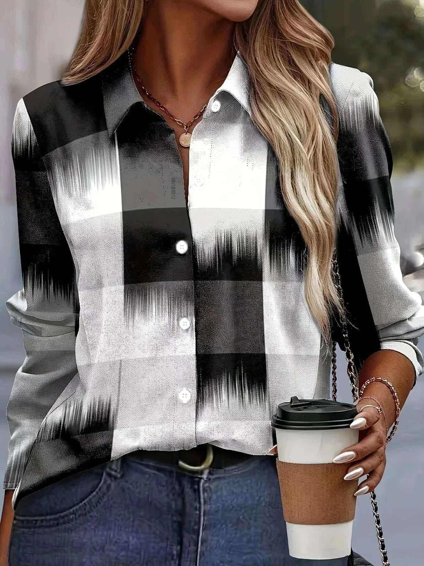  Men's Fashion Style Store Tribal Pattern Men's Shirt Tops Lapel Long Sleeve Closure Men's Casual Shirts Men's Daily Vacation Streetwear