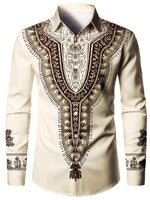 Tribal Pattern Men's Shirt Tops Lapel Long Sleeve Closure Men's Casual Shirts Men's Daily Vacation Streetwear.