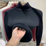 Turtleneck Winter Sweater Women Elegant Thicken Velvet Lined Warm Sueter Knitted Pullover Slim Tops Jersey Knitwear Jumper New.
