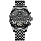 MensFashionStyleStore 16213-all black VINTAGE DESIGN MECHANICAL WATCH WITH SILICONE STRAP