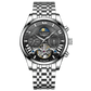 MensFashionStyleStore 16213-black white VINTAGE DESIGN MECHANICAL WATCH WITH SILICONE STRAP