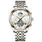 MensFashionStyleStore 16213-gold white VINTAGE DESIGN MECHANICAL WATCH WITH SILICONE STRAP