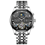MensFashionStyleStore 16213-int black VINTAGE DESIGN MECHANICAL WATCH WITH SILICONE STRAP