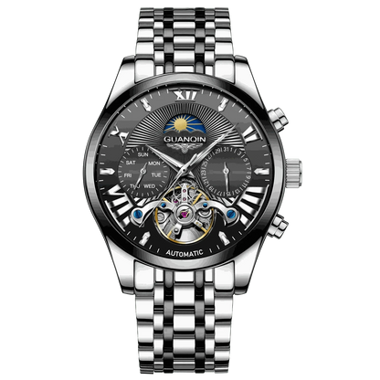 MensFashionStyleStore 16213-int black VINTAGE DESIGN MECHANICAL WATCH WITH SILICONE STRAP