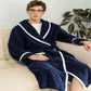 Warm Autumn Winter Flannel Men Bathrobe Thick Long Night Sleepwear Velvet Kimono Robe Men's Clothing Homewear Dressing Gown.