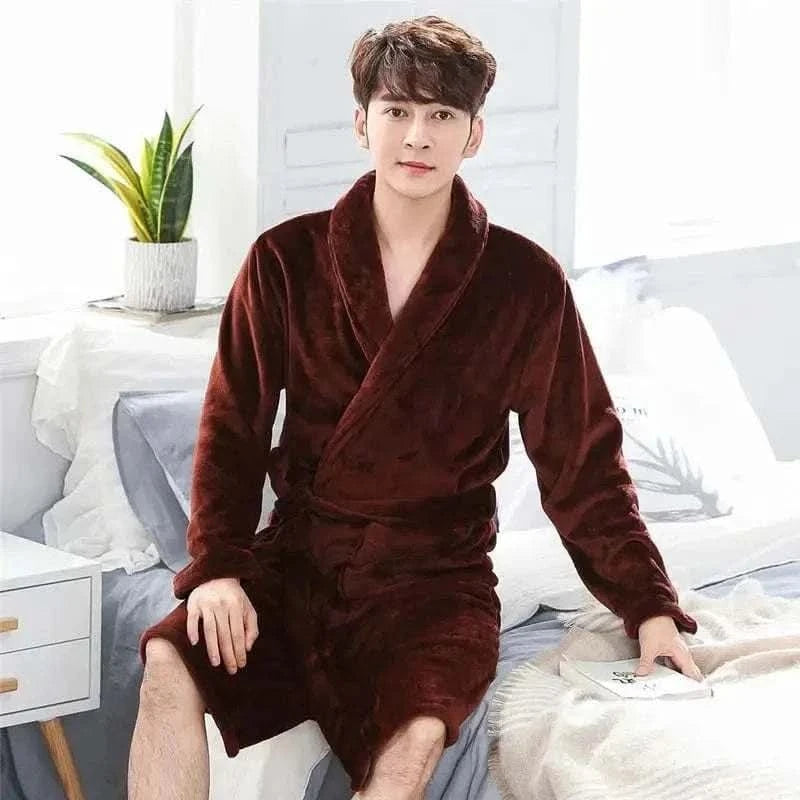 MensFashionStyleStore Style B1 / XL WINTER FLANNEL BATHROBE