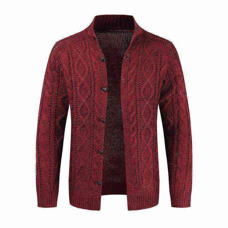 Sweaters-Winter Jacket Loose Mens Jacquard Knitted Cardigan.