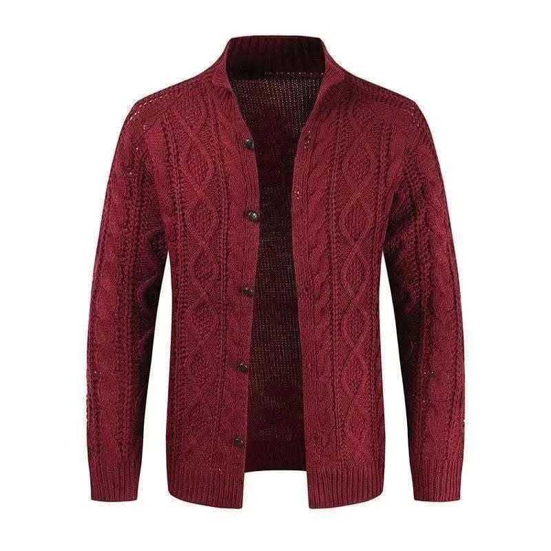 Sweaters-Winter Jacket Loose Mens Jacquard Knitted Cardigan.