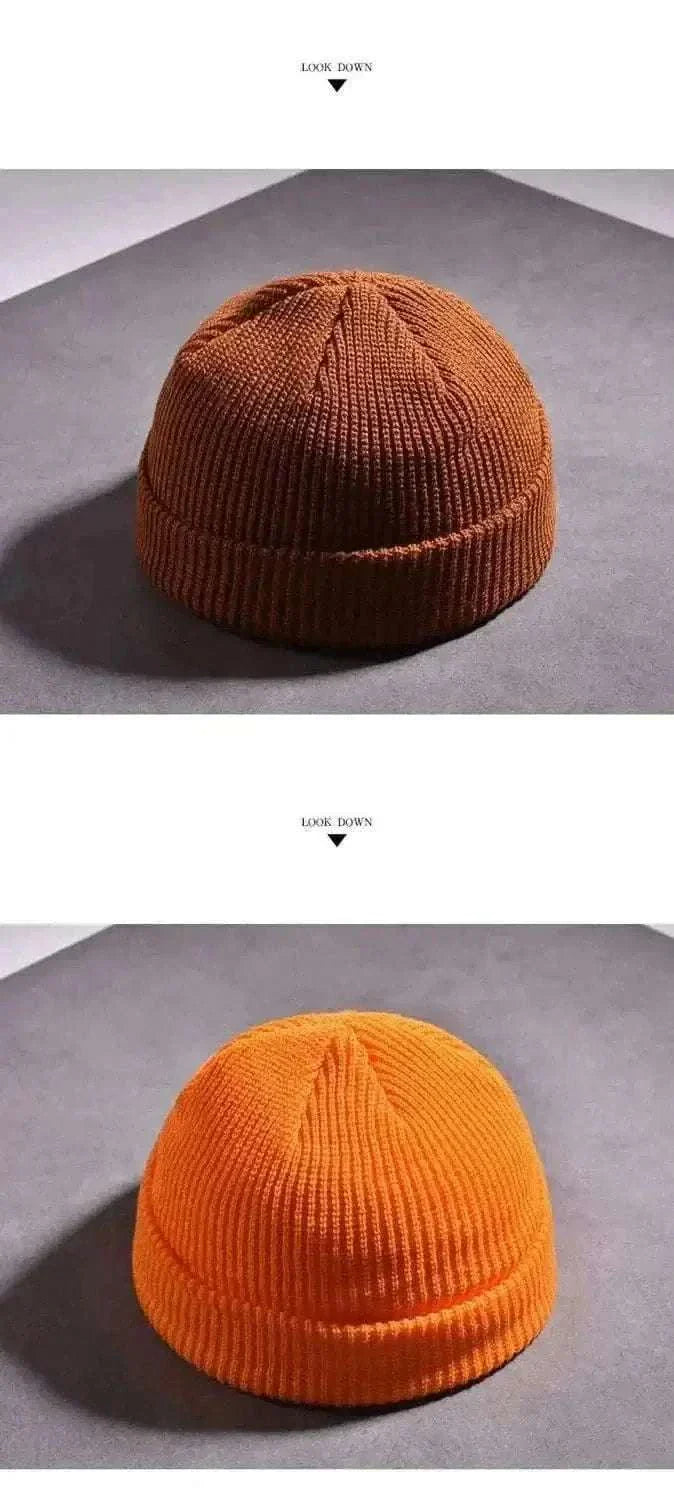Men's Fashion Style Store Winter Warm Unisex Wool Beanies Caps Fisherman Hat for Men Short Knit Watch Cap Cuffed Trawler Hats Hip Hop Bonnet