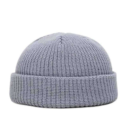Winter Warm Unisex Wool Beanies Caps Fisherman Hat for Men Short Knit Watch Cap Cuffed Trawler Hats Hip Hop Bonnet.