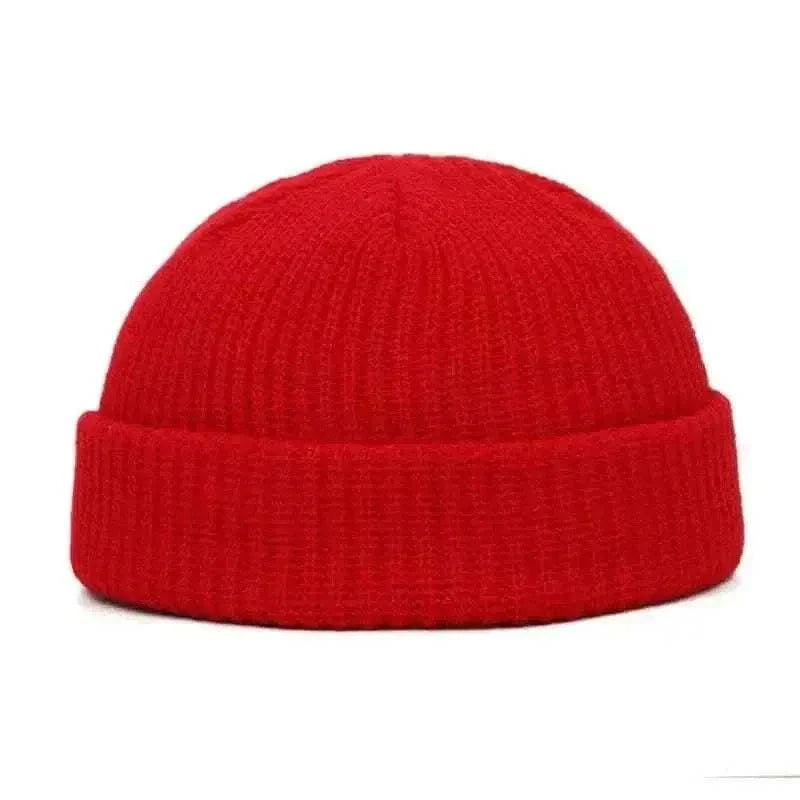 Winter Warm Unisex Wool Beanies Caps Fisherman Hat for Men Short Knit Watch Cap Cuffed Trawler Hats Hip Hop Bonnet.