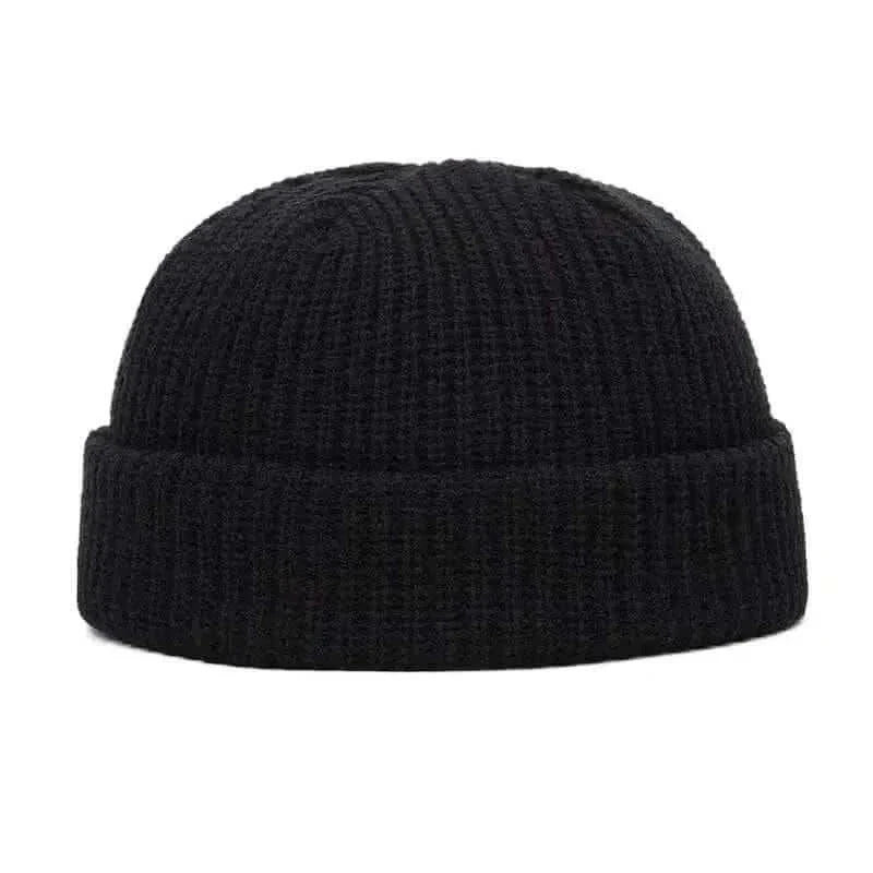 Winter Warm Unisex Wool Beanies Caps Fisherman Hat for Men Short Knit Watch Cap Cuffed Trawler Hats Hip Hop Bonnet.