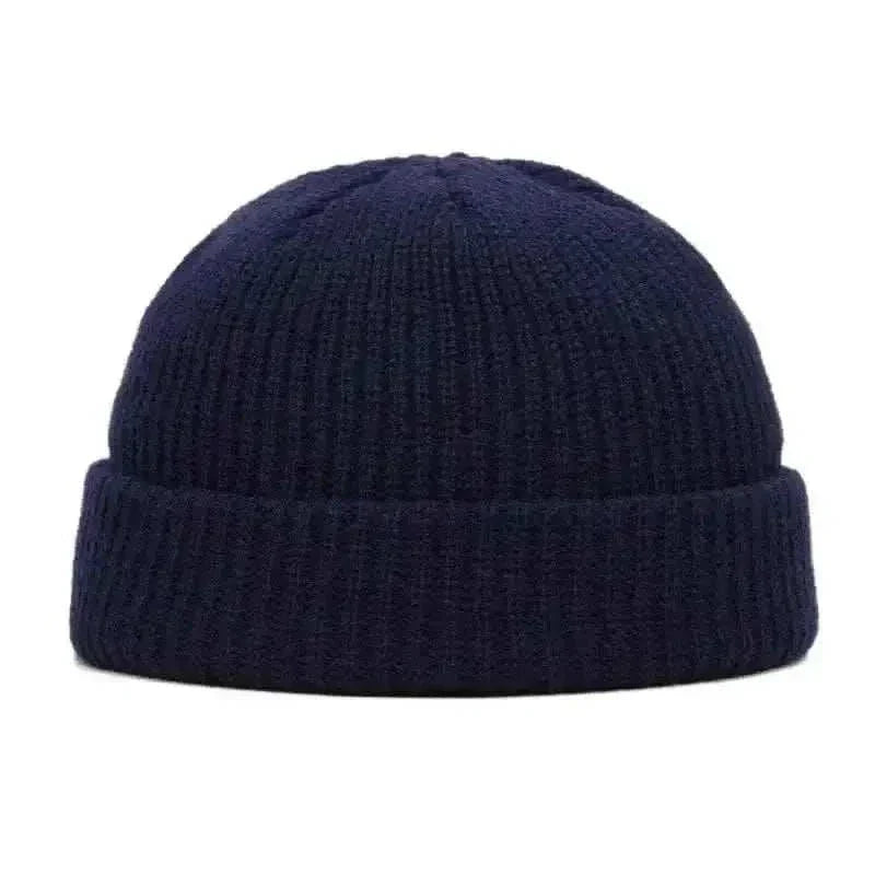 Winter Warm Unisex Wool Beanies Caps Fisherman Hat for Men Short Knit Watch Cap Cuffed Trawler Hats Hip Hop Bonnet.