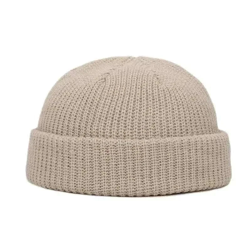 Winter Warm Unisex Wool Beanies Caps Fisherman Hat for Men Short Knit Watch Cap Cuffed Trawler Hats Hip Hop Bonnet.