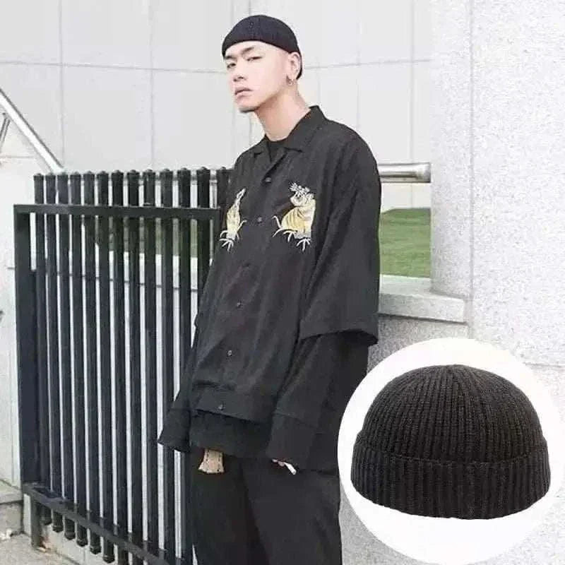 Men's Fashion Style Store Winter Warm Unisex Wool Beanies Caps Fisherman Hat for Men Short Knit Watch Cap Cuffed Trawler Hats Hip Hop Bonnet