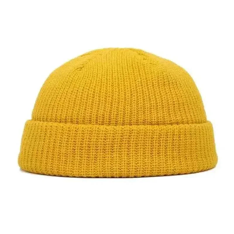 Winter Warm Unisex Wool Beanies Caps Fisherman Hat for Men Short Knit Watch Cap Cuffed Trawler Hats Hip Hop Bonnet.