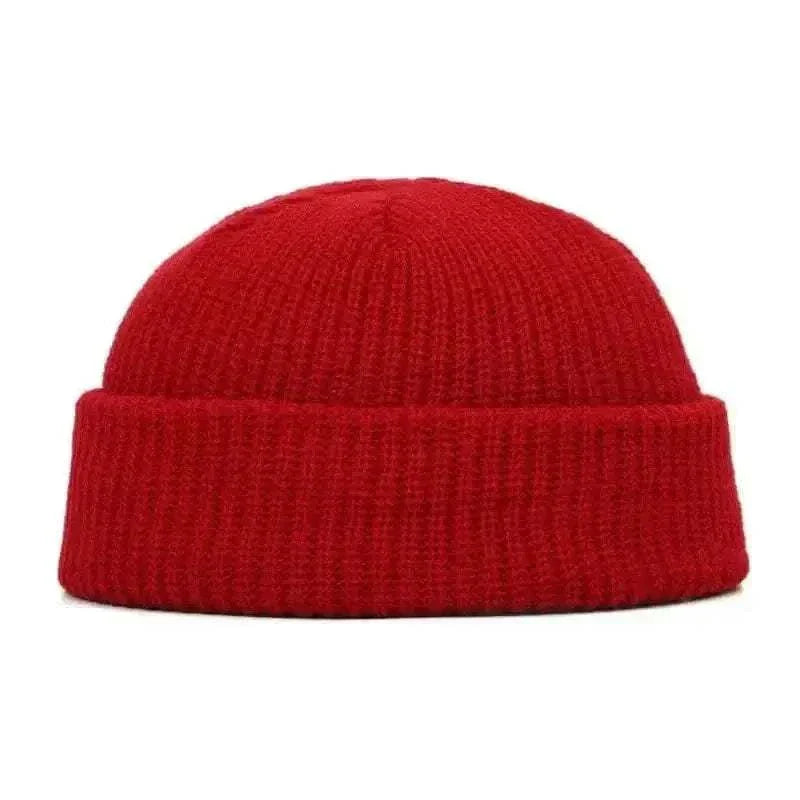 Winter Warm Unisex Wool Beanies Caps Fisherman Hat for Men Short Knit Watch Cap Cuffed Trawler Hats Hip Hop Bonnet.