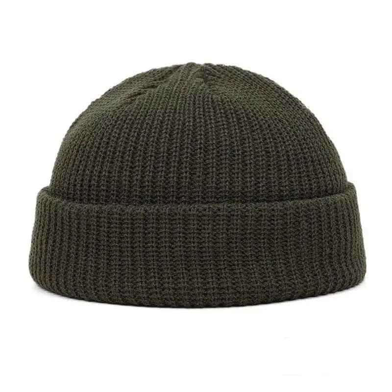 Winter Warm Unisex Wool Beanies Caps Fisherman Hat for Men Short Knit Watch Cap Cuffed Trawler Hats Hip Hop Bonnet.