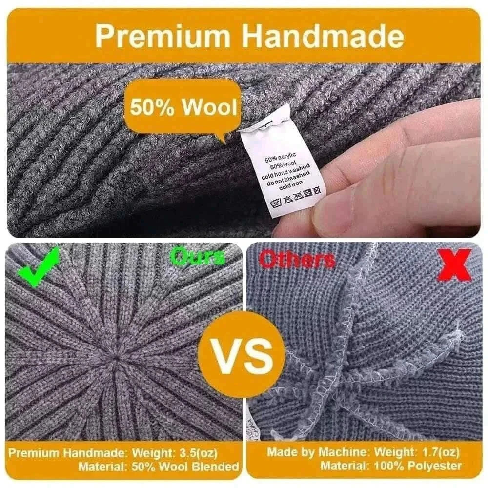 Winter Warm Unisex Wool Beanies Caps Fisherman Hat for Men Short Knit Watch Cap Cuffed Trawler Hats Hip Hop Bonnet.