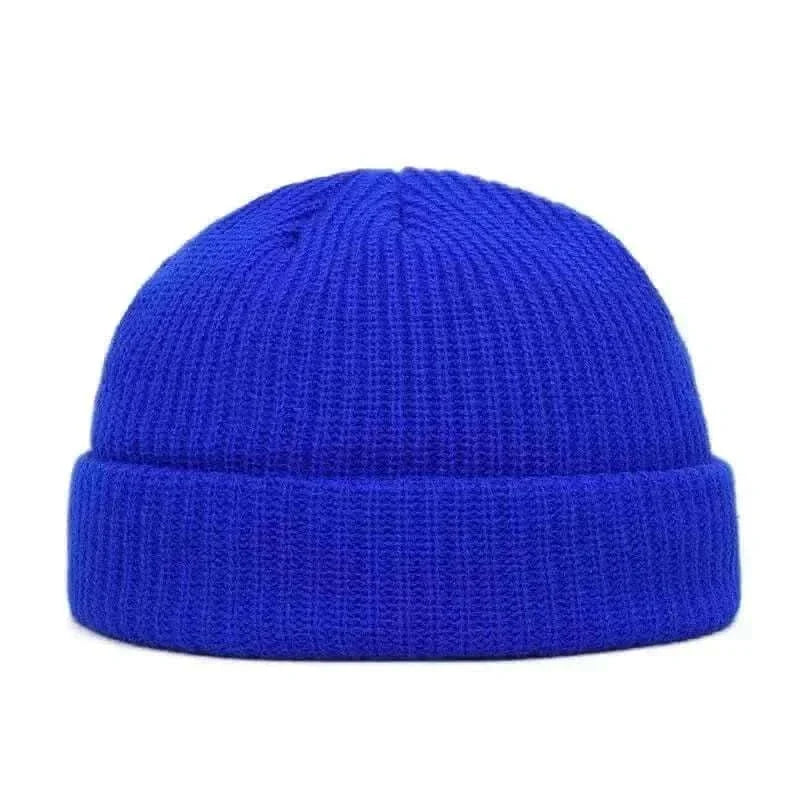 Winter Warm Unisex Wool Beanies Caps Fisherman Hat for Men Short Knit Watch Cap Cuffed Trawler Hats Hip Hop Bonnet.