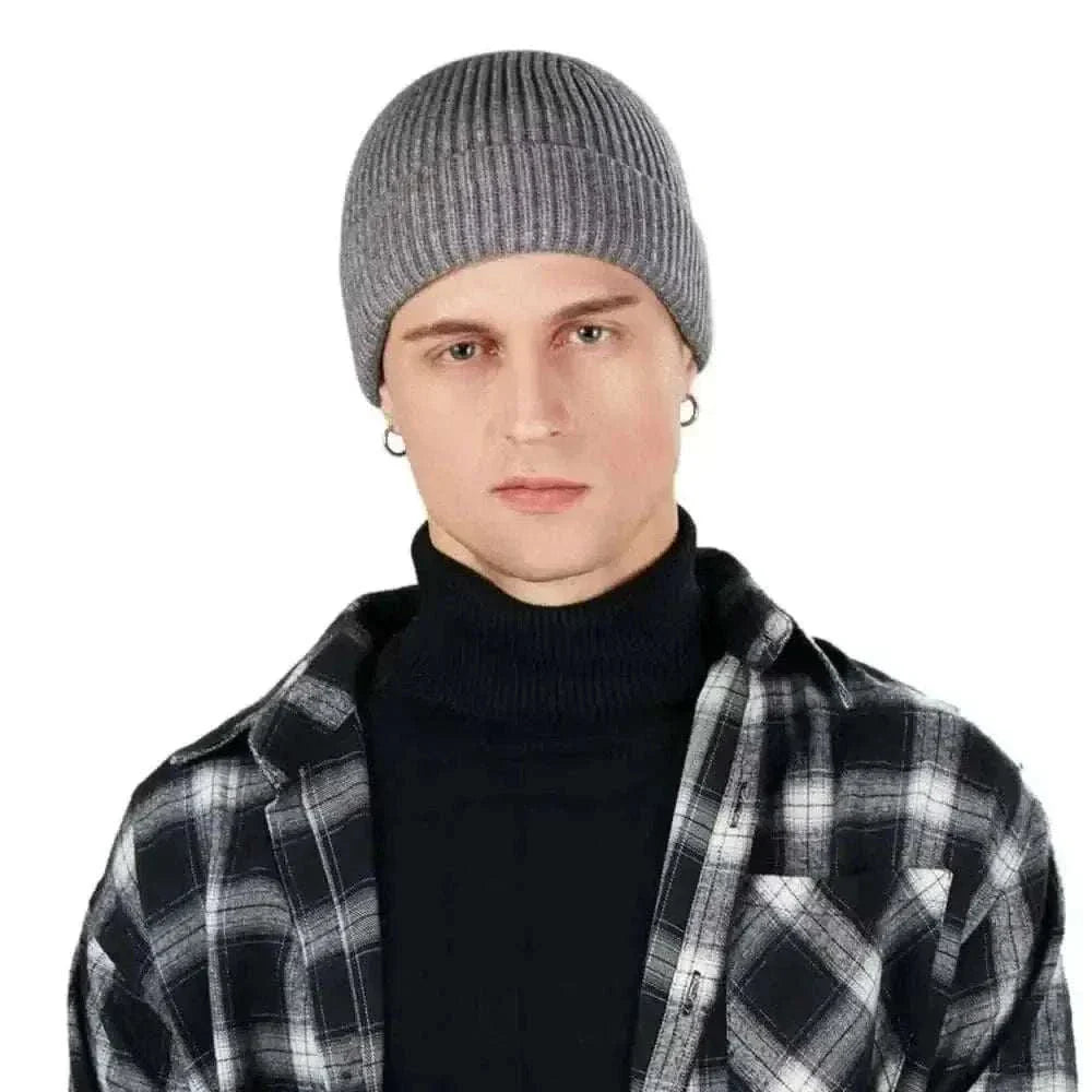 Winter Warm Unisex Wool Beanies Caps Fisherman Hat for Men Short Knit Watch Cap Cuffed Trawler Hats Hip Hop Bonnet.