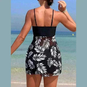 Model In 2024 Tankini Swimsuit with Shorts Back View