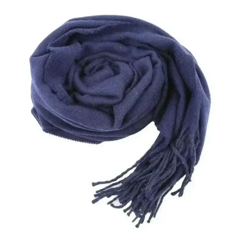 Wool Scarves Winter Soft Warm Cashmere Shawl Thickened Long Tassel Shawl Warm Scarf Fashion Solid Color Women Man Scarf.